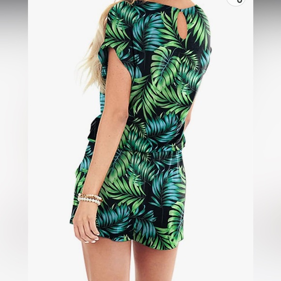 Cute Front Tie Short Jumpsuits Rompers with Pockets - Picture 2 of 2